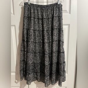 CJ Banks Black Tierd Skirt with White Dotted Pattern